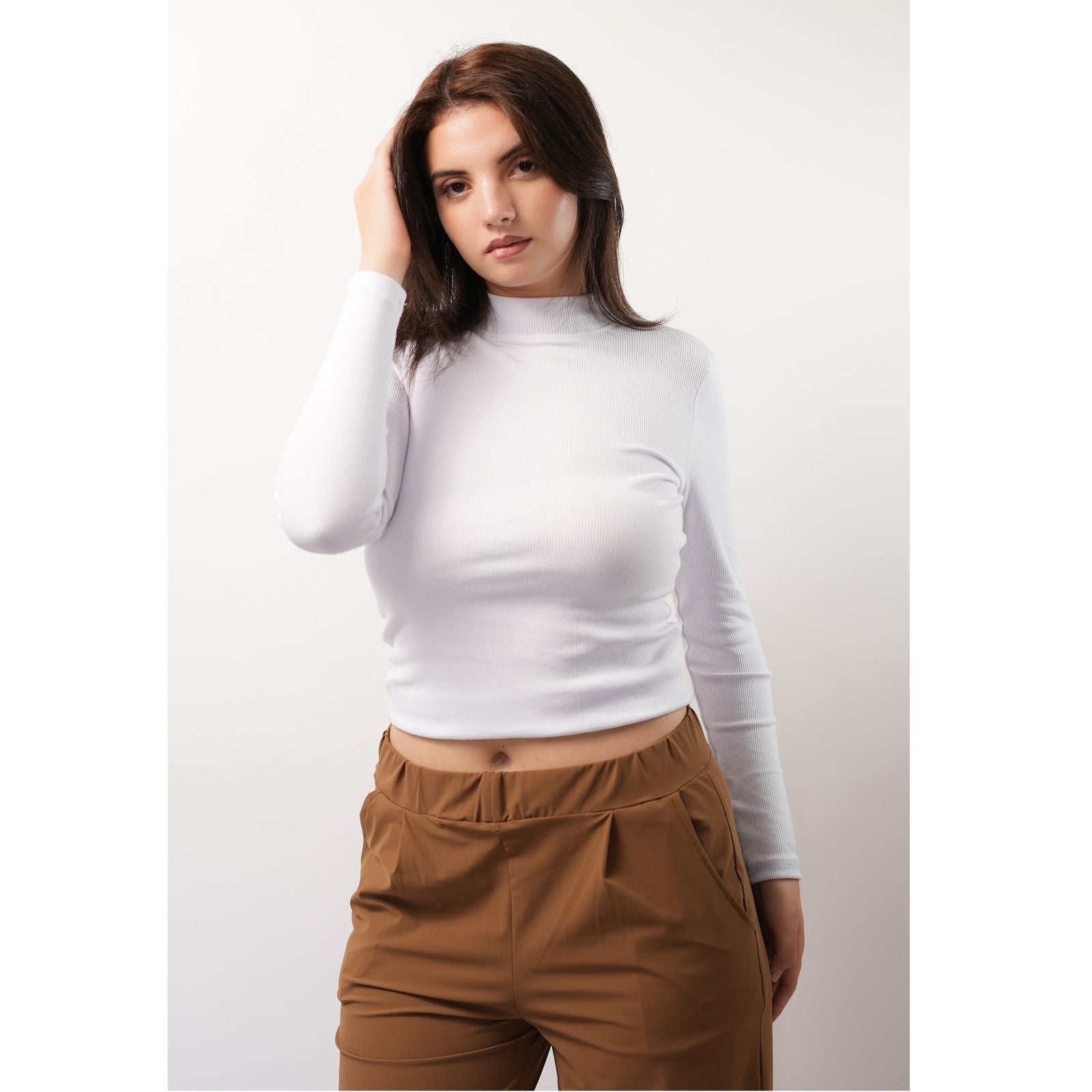 Pantalon flare en tissu compacte - Caramel