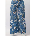 Pantalon Large Imprimé Fleurie -  Bleu
