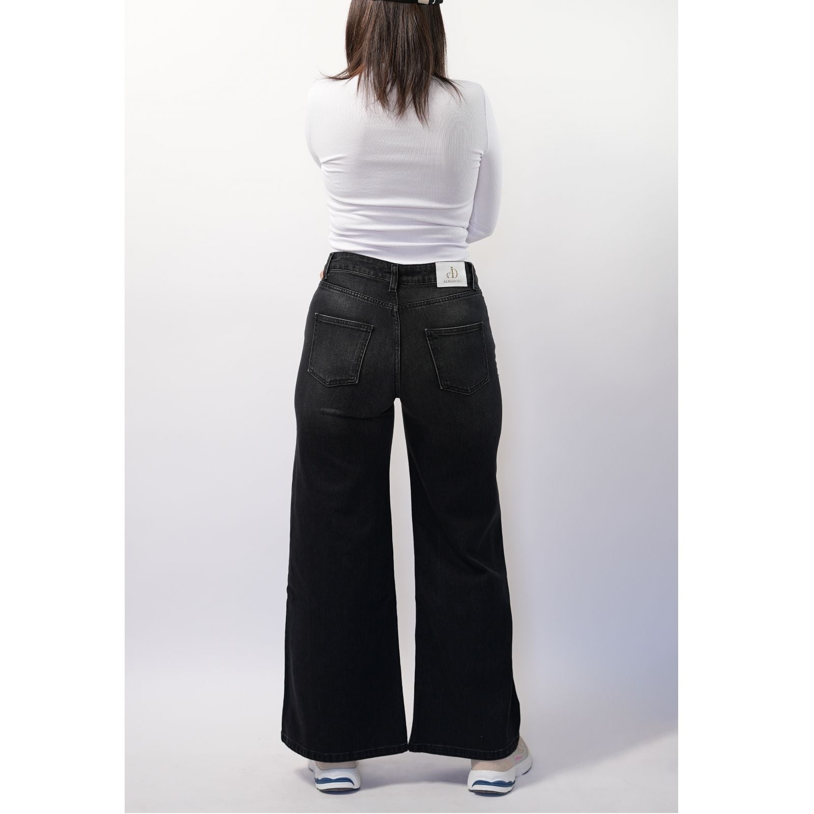 Pantalon denim large - Gris