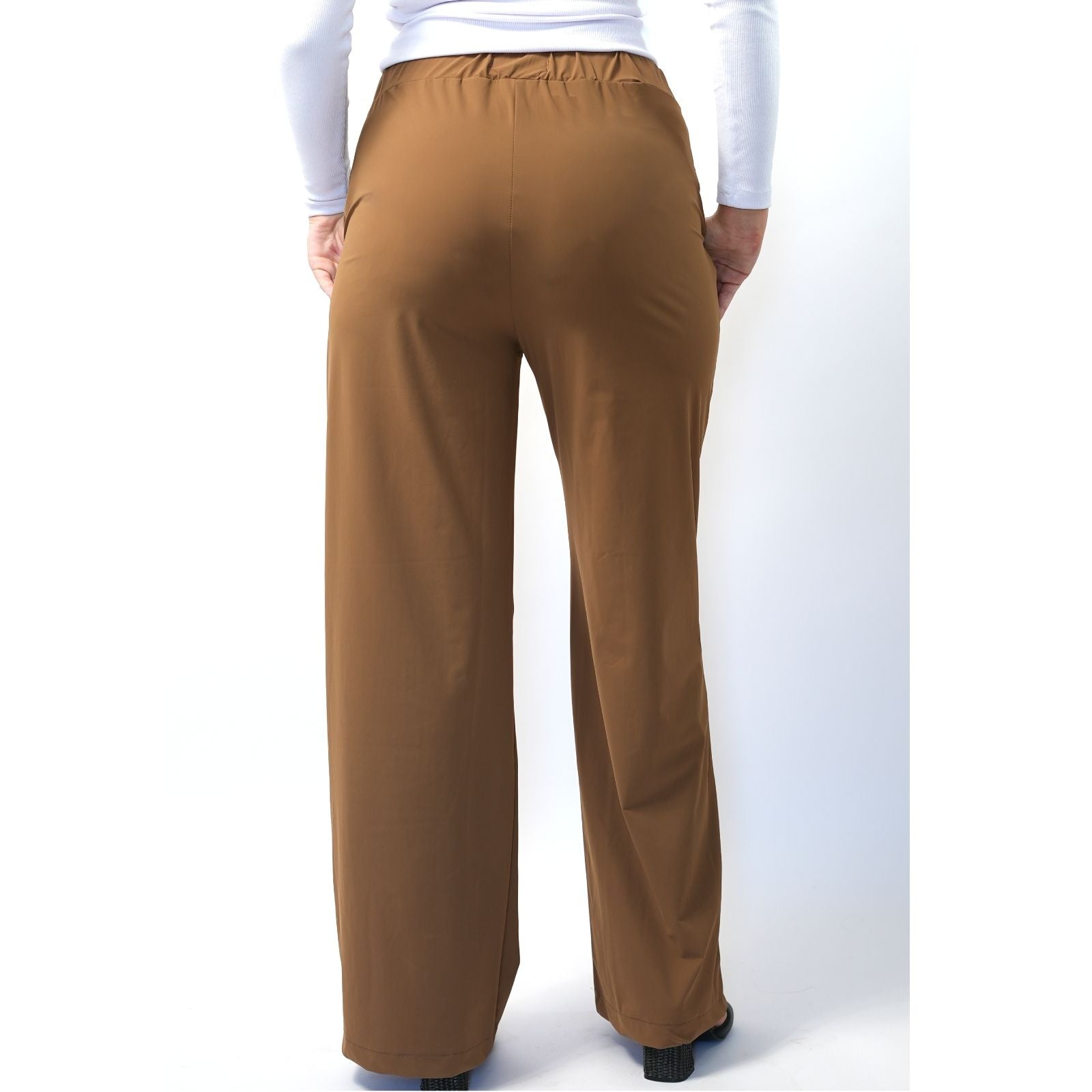 Pantalon flare en tissu compacte - Caramel