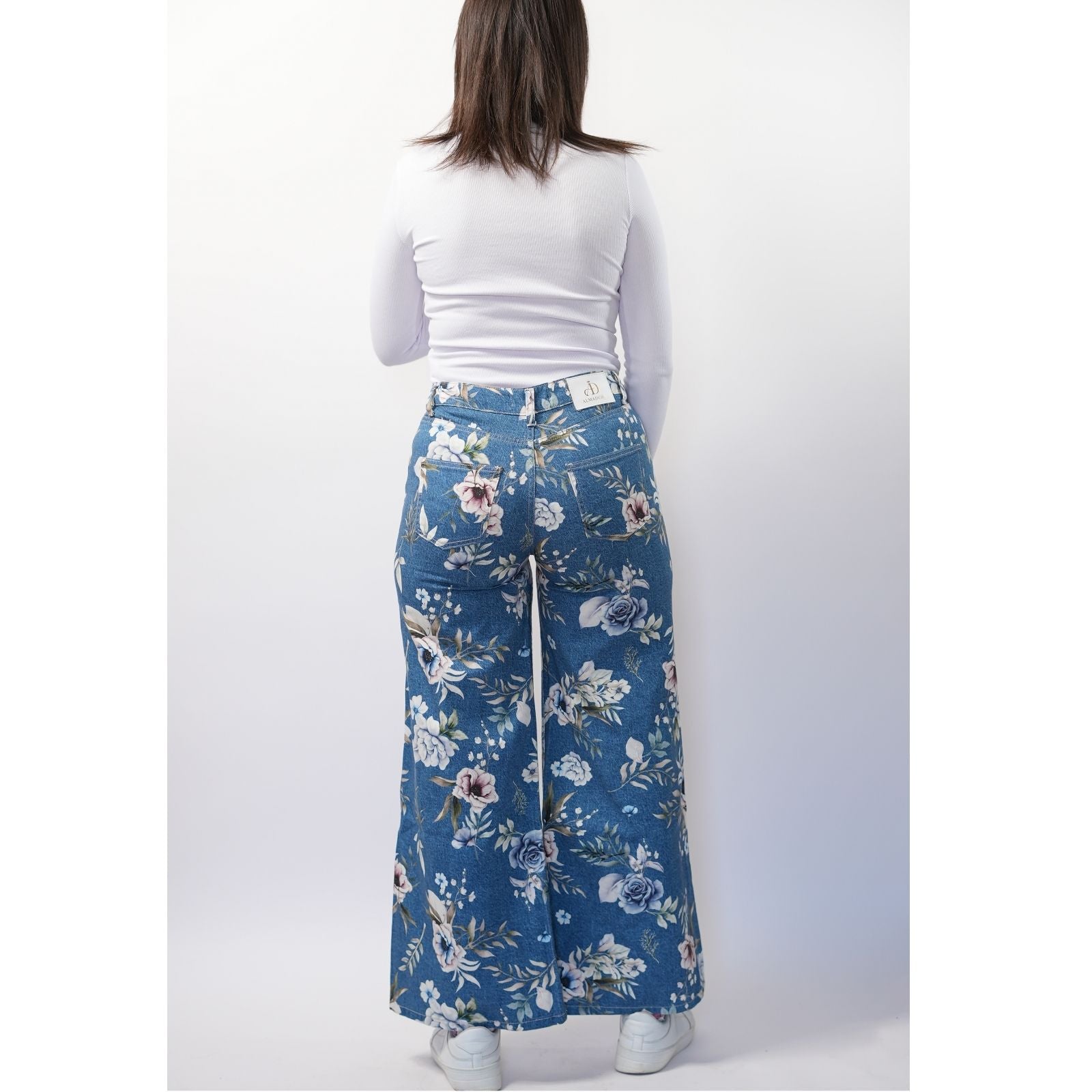 Pantalon Large Imprimé Fleurie -  Bleu