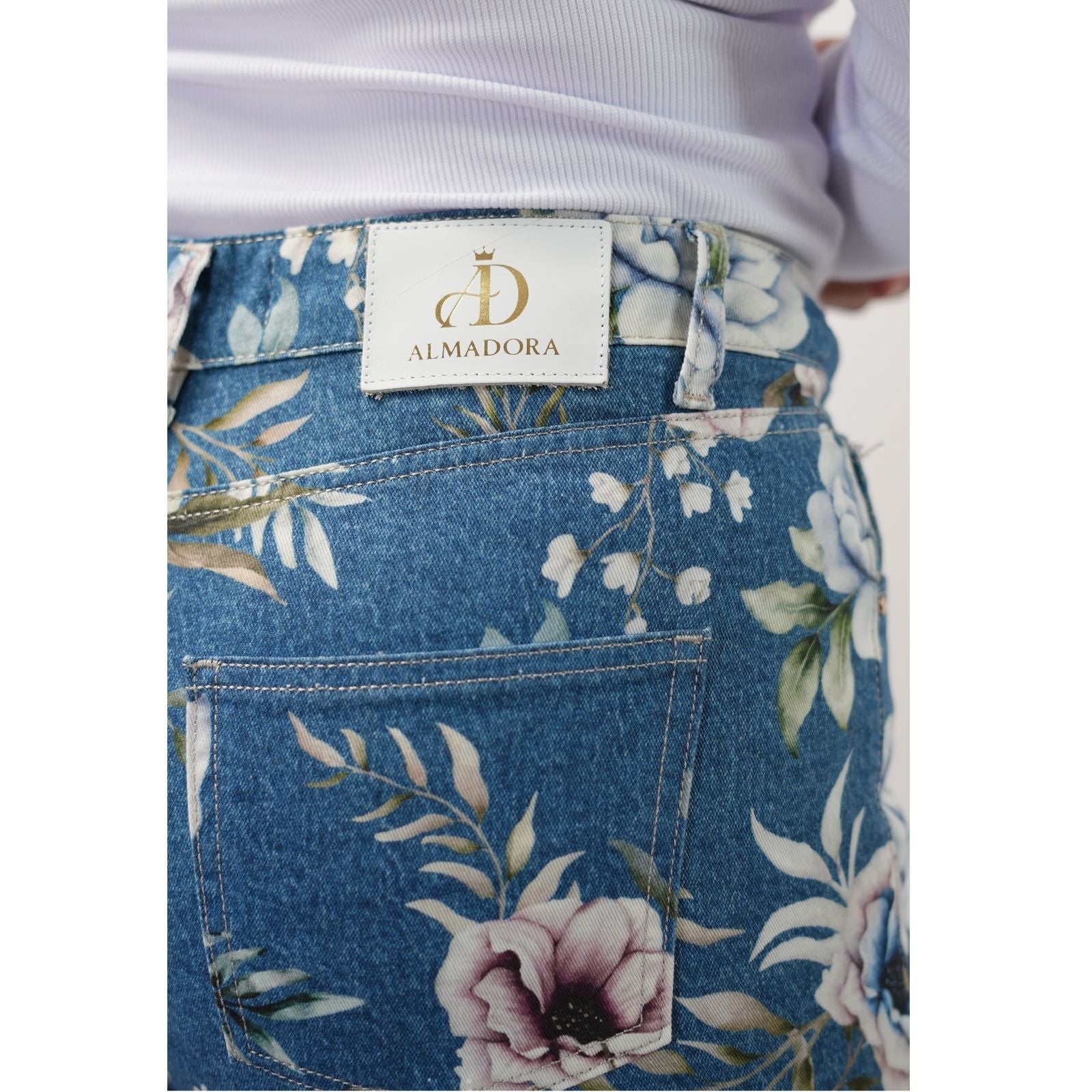 Pantalon Large Imprimé Fleurie -  Bleu