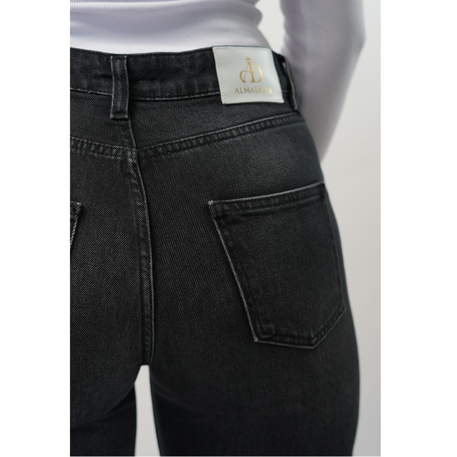 Pantalon denim large - Gris