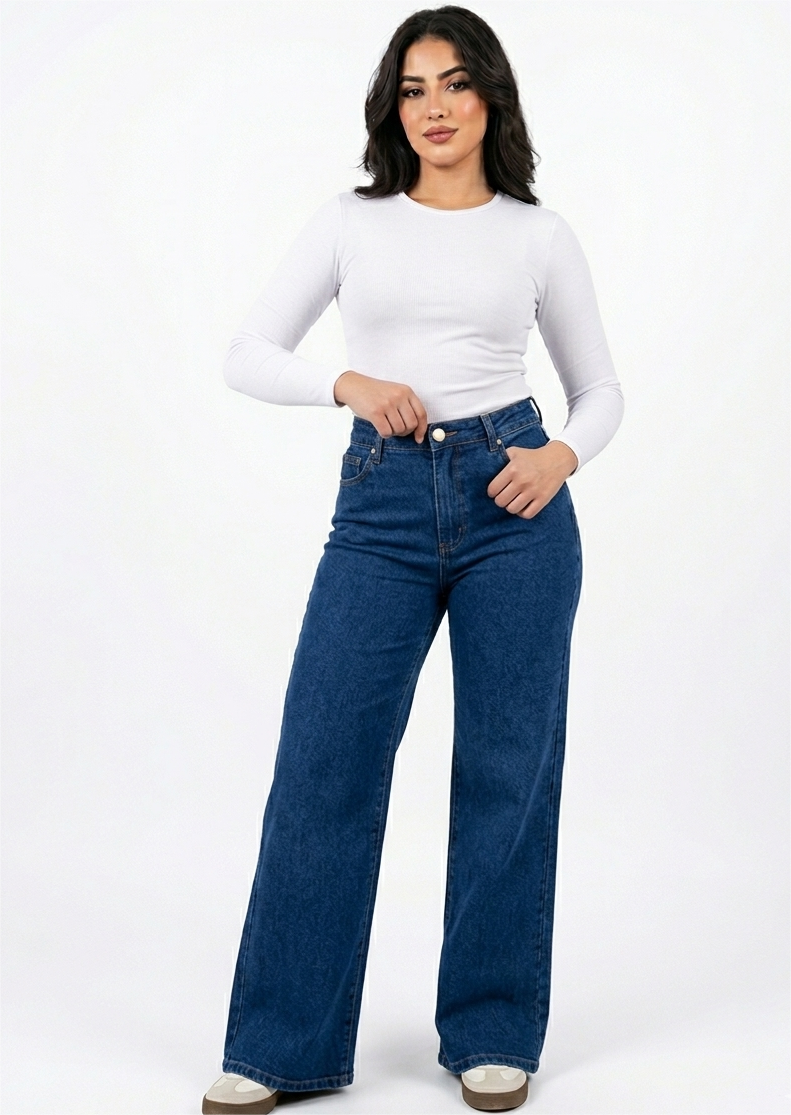 Pantalon Denim Stretch  Medium Bleu