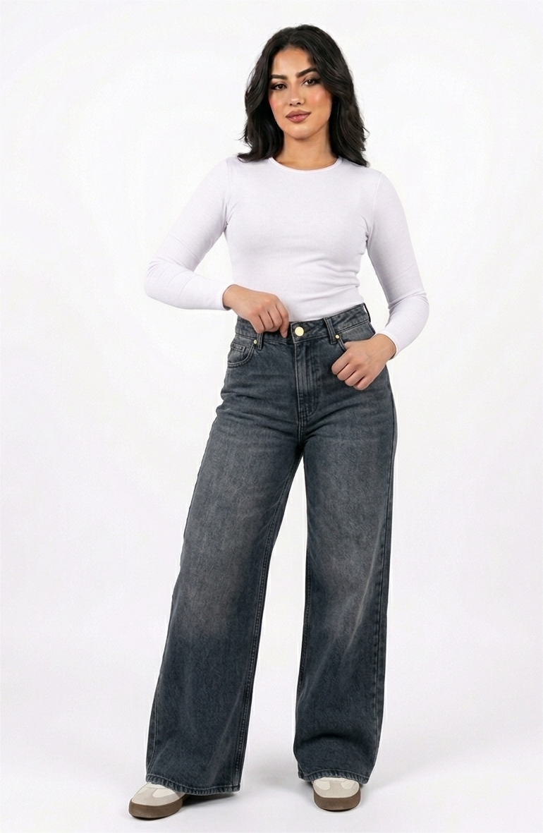 Pantalon en Denim Confort  Medium Gris