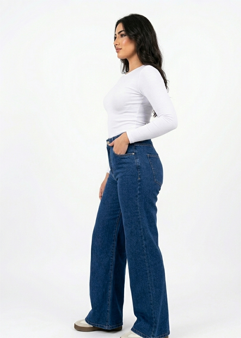 Pantalon Denim Stretch  Medium Bleu