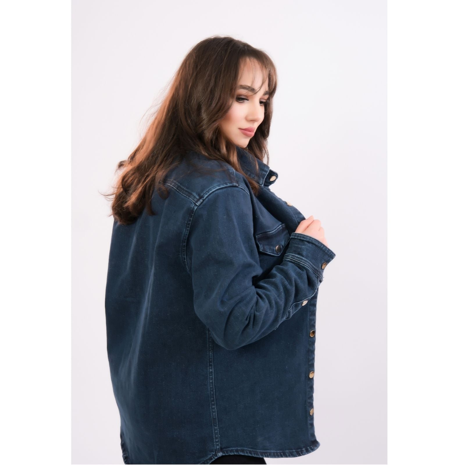 Chemise Denim Stretch Oversize Medium Bleu