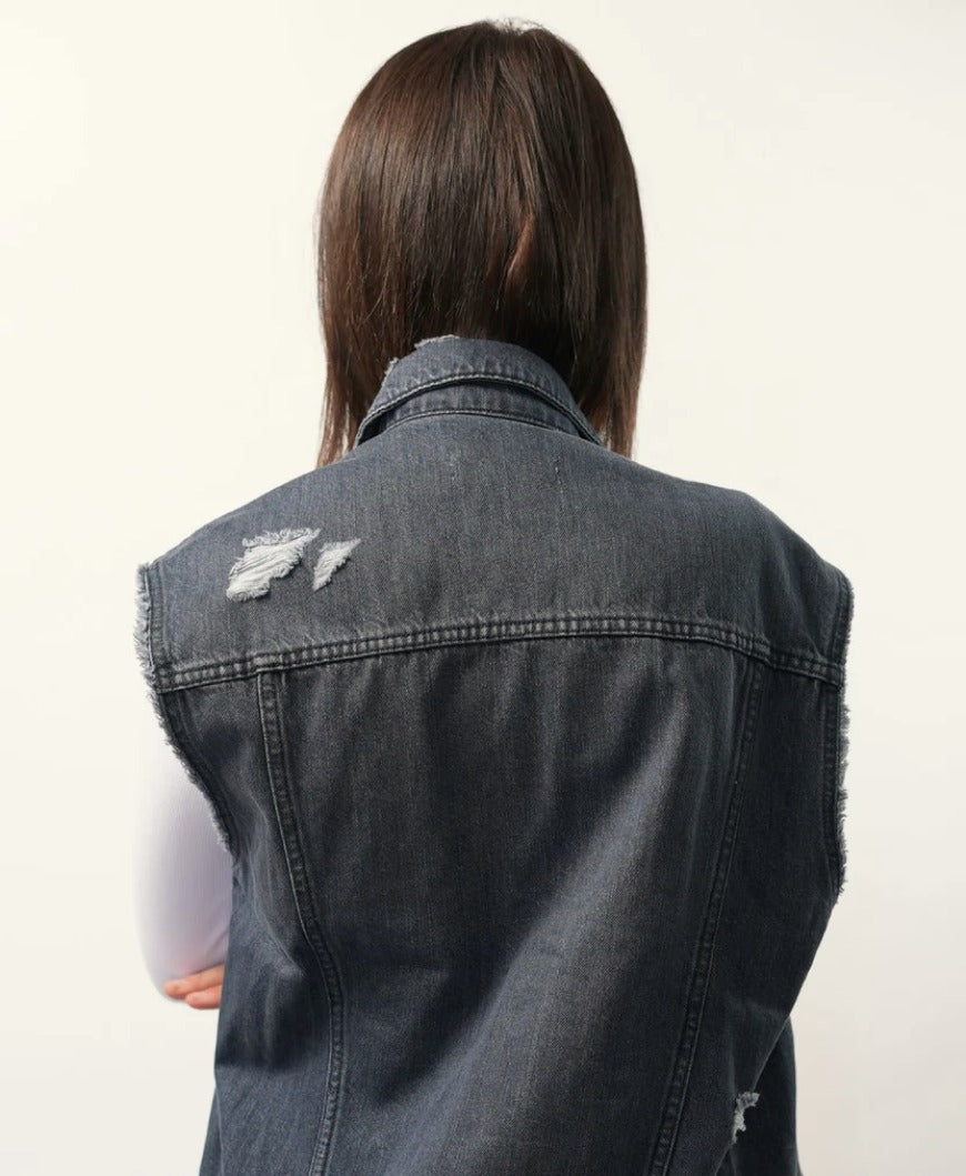 Veste Sans Manches Oversize – Gris