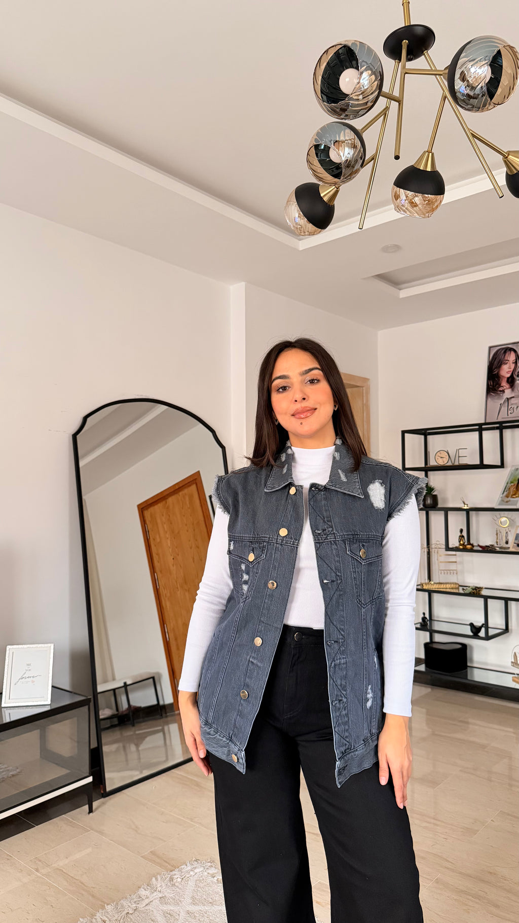 Veste Sans Manches Oversize – Gris