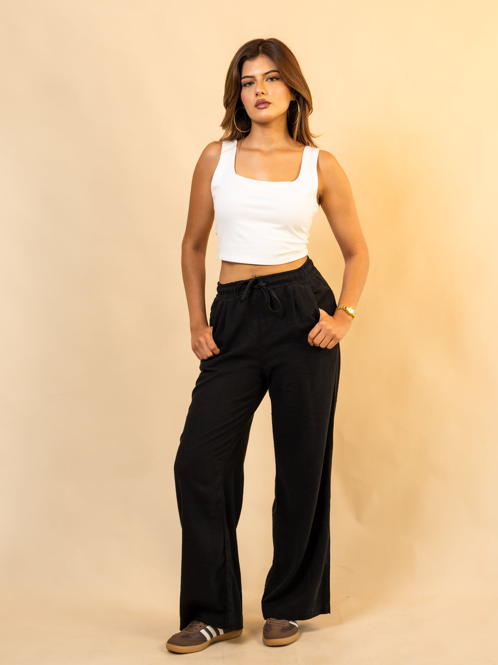 Pantalon En Lin Naturel Black