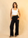 Pantalon En Lin Naturel Black